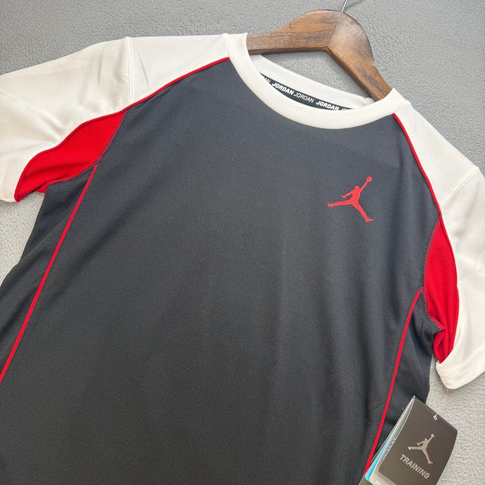 Jordan Training Dri-Fit T-Shirt Boys L Black/White/Red Polyester Fitted NWT